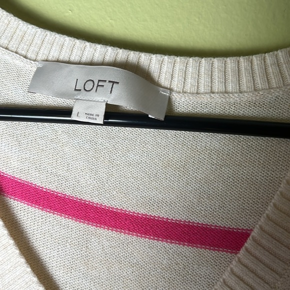 LOFT beige and Pink Striped Sweater - Picture 5 of 6